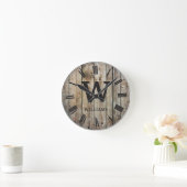 Rustic Planks Wood Custom Family Urbauernhaus Runde Wanduhr (Zuhause)