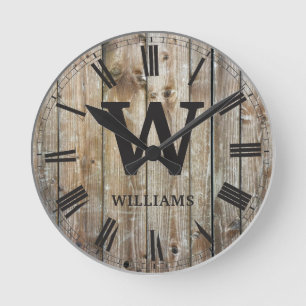 Rustic Planks Wood Custom Family Urbauernhaus Runde Wanduhr
