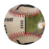 Rustic Player Silhouette Name Foto Baseball (Vorderseite)