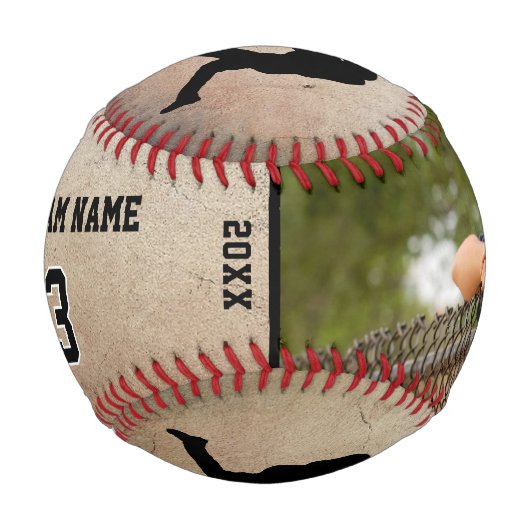 Rustic Player Silhouette Name Foto Baseball (Vorderseite)