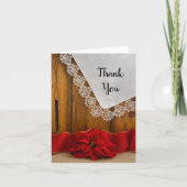 Rustic Poinsettia Country Winter Wedding Danke (Vorderseite)