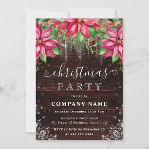 Rustic Poinsettia Floral Company Weihnachtsfeier Einladung