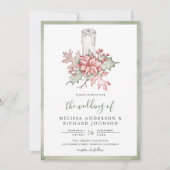 Rustic Poinsettia Weihnachtskerze QR Code Hochzeit Einladung (Vorderseite)