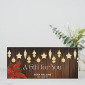 Rustic Poinsettia Weihnachtsschmuck Geschenkkarte (Stehend Vorderseite)