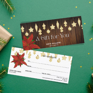 Rustic Poinsettia Weihnachtsschmuck Geschenkkarte