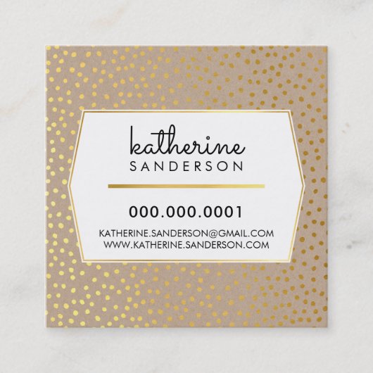 RUSTIC POLKA DOT CONFETTI Moderne Hartgold-Folie Quadratische Visitenkarte (Vorderseite)