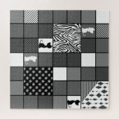 Rustic, Popular, Black and white, Patchwork, Simpl Puzzle (Horizontal)