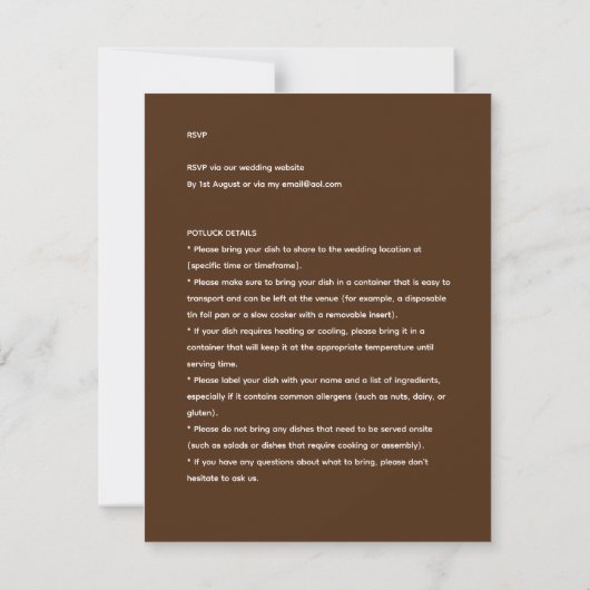 Rustic POTLUCK Wedding Template Guide (Rückseite)