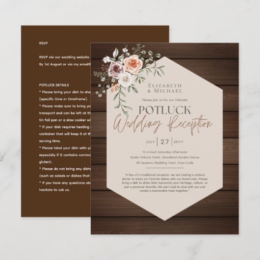 Rustic POTLUCK Wedding Template Guide (Vorne/Hinten)