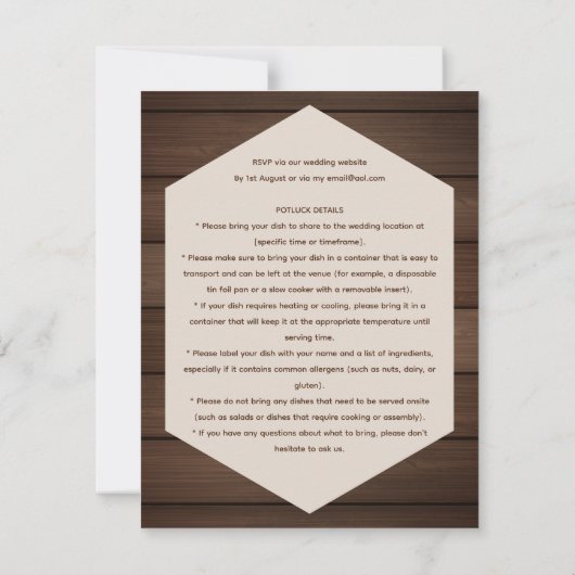 Rustic POTLUCK Wedding Template Guide (Rückseite)
