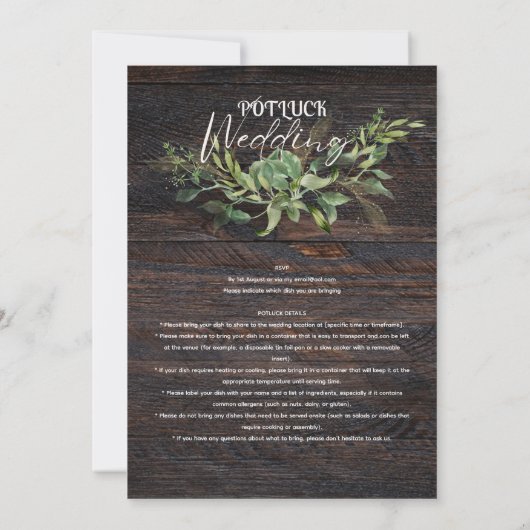 Rustic POTLUCK Wedding Template Guide (Rückseite)