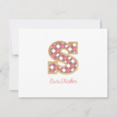 Rustic Preppy Monogram "S" Pink Gingham Wood Girl Mitteilungskarte (Vorderseite)