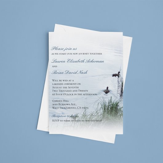 © Rustic Pristine Lakeside Wedding Custom Einladung