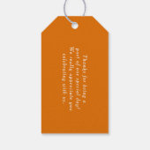 Rustic Pumpkin and Sunflower Baby Dusche Vielen Da Geschenkanhänger (Rückseite)