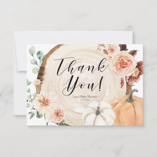 Rustic Pumpkin Baby Dusche Danke Karte (Vorderseite)