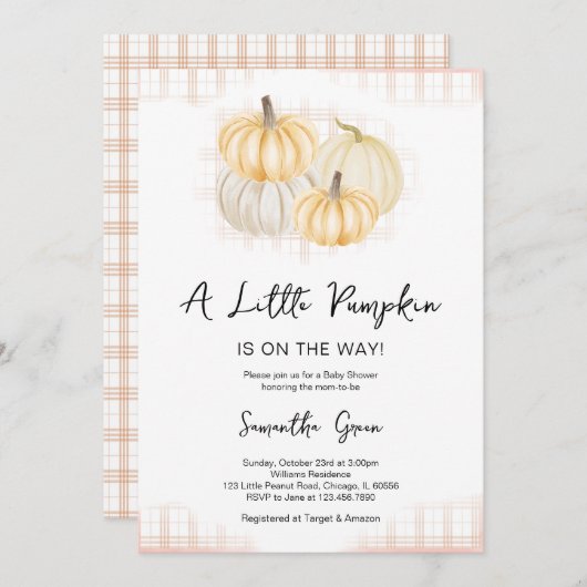 Rustic Pumpkin Baby Dusche Einladung (Vorne/Hinten)