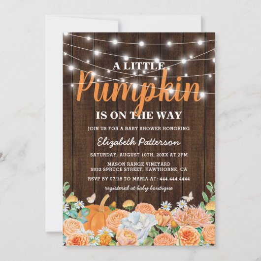 Rustic Pumpkin Baby Dusche | Fall Floral Einladung (Vorderseite)