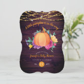 Rustic Pumpkin BABY SHOWY Watercolor FALL Modern Einladung (Stehend Vorderseite)