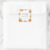 Rustic Pumpkin & Blätter Kinderdusche Vielen Dank Quadratischer Aufkleber (Tasche)
