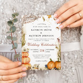 Rustic Pumpkin Botanischer Herbst Hochzeitskode QR Einladungspostkarte