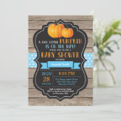 Rustic Pumpkin Boy Baby Showcard Einladung (Stehend Vorderseite)