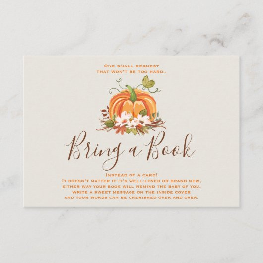 Rustic Pumpkin Bringen Sie ein Buch Herbst Herbst  Begleitkarte (Vorderseite)