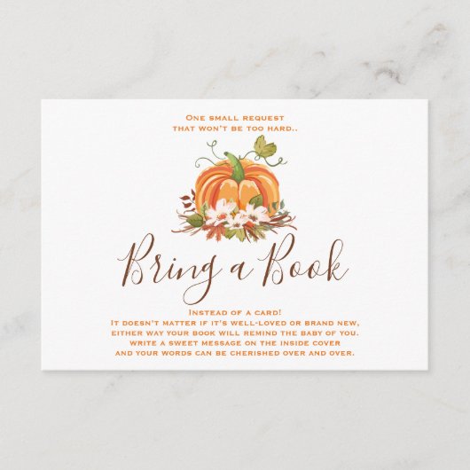 Rustic Pumpkin Bringen Sie ein Buch Herbst Herbst  Begleitkarte (Vorderseite)