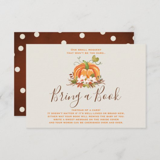 Rustic Pumpkin Bringen Sie ein Buch Herbst Herbst Begleitkarte (Vorne/Hinten)
