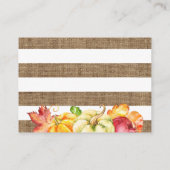 Rustic Pumpkin Burlap Babydusche Buchanfrage Begleitkarte (Rückseite)