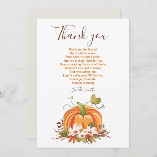 Rustic Pumpkin danke Rustic Fall Baby Dusche (Vorne/Hinten)