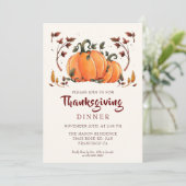 Rustic Pumpkin Erntedank Dinner Einladung (Stehend Vorderseite)