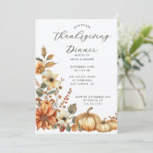 Rustic Pumpkin Erntedank Dinner Einladung (Stehend Vorderseite)