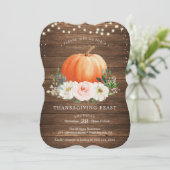 Rustic Pumpkin Erntedank Dinner Einladung (Stehend Vorderseite)