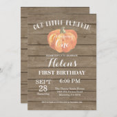 Rustic Pumpkin Erster Geburtstag Einladung (Vorne/Hinten)