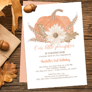 Rustic Pumpkin Erster Geburtstag Einladung