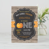 Rustic Pumpkin Erster Geburtstag Einladung Orange (Stehend Vorderseite)