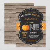 Rustic Pumpkin Erster Geburtstag Einladung Orange (Vorne/Hinten)