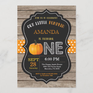 Rustic Pumpkin Erster Geburtstag Einladung Orange