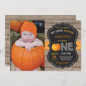 Rustic Pumpkin Erster Geburtstag Einladung Orange (Vorne/Hinten)
