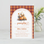 Rustic Pumpkin Fall Baby Dusche Einladung (Stehend Vorderseite)