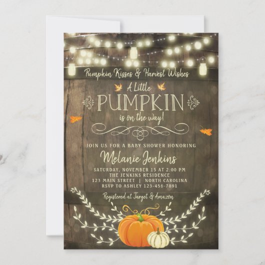 Rustic Pumpkin Fall Baby Dusche Einladung (Vorderseite)