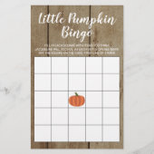 Rustic Pumpkin Fall Baby Duschgeschenk Bingo Card (Vorderseite)