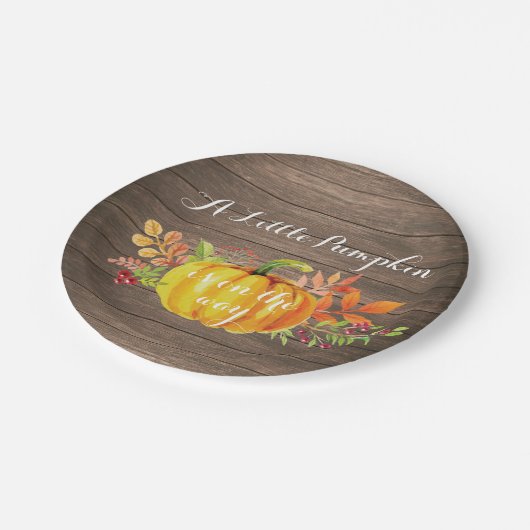 Rustic Pumpkin Fall Baby Duschpapierplatte Pappteller (Schrägansicht)