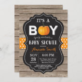 Rustic Pumpkin Fall Baby Shower Einladungskarte Einladung (Vorne/Hinten)