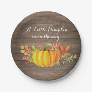 Rustic Pumpkin Fall Baby Shower Plate Pappteller