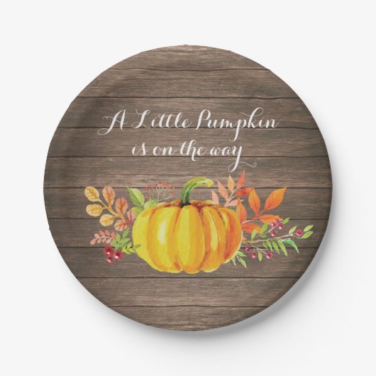 Rustic Pumpkin Fall Baby Shower Plate Pappteller (Vorderseite)