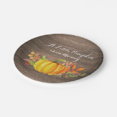 Rustic Pumpkin Fall Baby Shower Plate Pappteller (Schrägansicht)