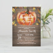 Rustic Pumpkin Fall Babydusche Einladung (Stehend Vorderseite)