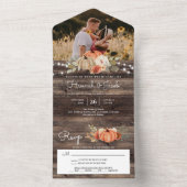 Rustic Pumpkin Fall Barn Wood Foto Hochzeit All In One Einladung (Innen Boden)