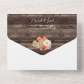 Rustic Pumpkin Fall Barn Wood Foto Hochzeit All In One Einladung (Rückseite)